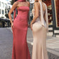 Astee T2012 Strapless Fitted Mermaid Gown with Scarf