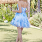 Nox Anabel T207 Fit and Flare Strapless Flower Print Chiffon Dress