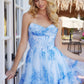 Nox Anabel T207 Fit and Flare Strapless Flower Print Chiffon Dress