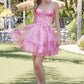 Nox Anabel T207 Fit and Flare Strapless Flower Print Chiffon Dress