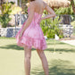 Nox Anabel T207 Fit and Flare Strapless Flower Print Chiffon Dress