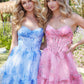 Nox Anabel T207 Fit and Flare Strapless Flower Print Chiffon Dress