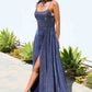 Ladivine Amoris T213 Sleeveless Spaghetti Strap A-Line Glitter Gown