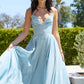Ladivine Amoris T214 Sleeveless Spaghetti Strap A-Line Glitter Gown