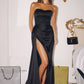 Amoris T215 Fitted Strapless Luxurious Satin Side Sash Evening Dress