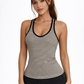 Trophy Yoga 2X1 Rib Stripe Tank Top made in USA, black and white striped sleeveless shirt