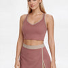 Contrast Cropped Sports Bra Made in USA - Rosy