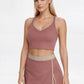 Trophy Yoga contrast cropped sports bra made in USA, front view