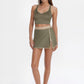 Trophy Yoga contrast cropped sports bra made in USA with supportive fit and color-block design