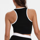 Trophy Yoga contrast cropped sports bra, made in USA, shown in front view