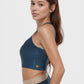 Trophy Yoga contrast cropped sports bra made in USA with supportive fit and colorblock design