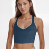 Contrast Cropped Sports Bra Made in USA - Smalt Blue