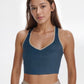Trophy Yoga contrast cropped sports bra made in USA with supportive fit and color-block design