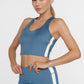 Trophy Yoga side split crop top in four-way stretch fabric, made in USA