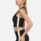 Trophy Yoga side split crop top in black, four-way stretch shirt made in USA