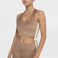 Trophy Yoga side split crop top in four-way stretch fabric, Made in USA