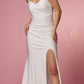Nox Anabel T481 Long Scoop Neck Spaghetti Strap Fitted Gown Slit