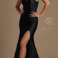 Nox Anabel T481 Long Scoop Neck Spaghetti Strap Fitted Gown Slit