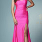 Nox Anabel T481 Long Scoop Neck Spaghetti Strap Fitted Gown Slit
