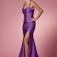 Nox Anabel T481 Long Scoop Neck Spaghetti Strap Fitted Gown Slit