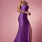 Nox Anabel T481 Long Scoop Neck Spaghetti Strap Fitted Gown Slit