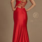 Nox Anabel T481 Long Scoop Neck Spaghetti Strap Fitted Gown Slit