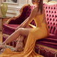 Nox Anabel T481 Long Scoop Neck Spaghetti Strap Fitted Gown Slit