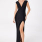 Astee T5000 Ankle Length Evening Gown V-Neckline Side Slit