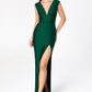 Astee T5000 Ankle Length Evening Gown V-Neckline Side Slit