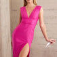 Astee T5000 Ankle Length Evening Gown V-Neckline Side Slit