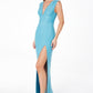 Astee T5000 Ankle Length Evening Gown V-Neckline Side Slit