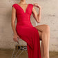 Astee T5000 Ankle Length Evening Gown V-Neckline Side Slit