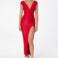 Astee T5000 Ankle Length Evening Gown V-Neckline Side Slit