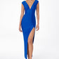 Astee T5000 Ankle Length Evening Gown V-Neckline Side Slit
