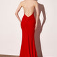 Astee T501 Long Halter V-Neckline Fitted Open Back Evening Gown