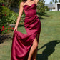Ladivine Amoris T608 Long Fitted Satin Prom Gown Corset Bodice Slit