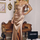 Amoris T610 Off the Shoulder Strap Gathered Hip Evening Gown