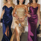 Amoris T610 Off the Shoulder Strap Gathered Hip Evening Gown