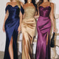 Amoris T610 Off the Shoulder Strap Gathered Hip Evening Gown