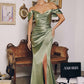 Amoris T610 Off the Shoulder Strap Gathered Hip Evening Gown