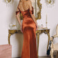 Amoris T610 Off the Shoulder Strap Gathered Hip Evening Gown
