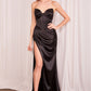 Amoris T611 Strapless Satin Gown Boned Bodice Fitted Skirt Lace-Up Back