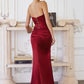 Amoris T611 Strapless Satin Gown Boned Bodice Fitted Skirt Lace-Up Back