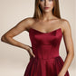 Amoris T612 Long A-Line Strapless Satin Semi-Formal Gown