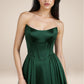 Amoris T612 Long A-Line Strapless Satin Semi-Formal Gown