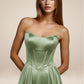 Amoris T612 Long A-Line Strapless Satin Semi-Formal Gown