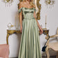 Amoris T612 Long A-Line Strapless Satin Semi-Formal Gown