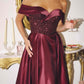 Amoris T614 Off the Shoulder A-Line Gown Sequin Bodice