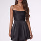 Amoris T616 Fit and Flare Satin Mini Party Dress