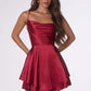 Amoris T616 Fit and Flare Satin Mini Party Dress